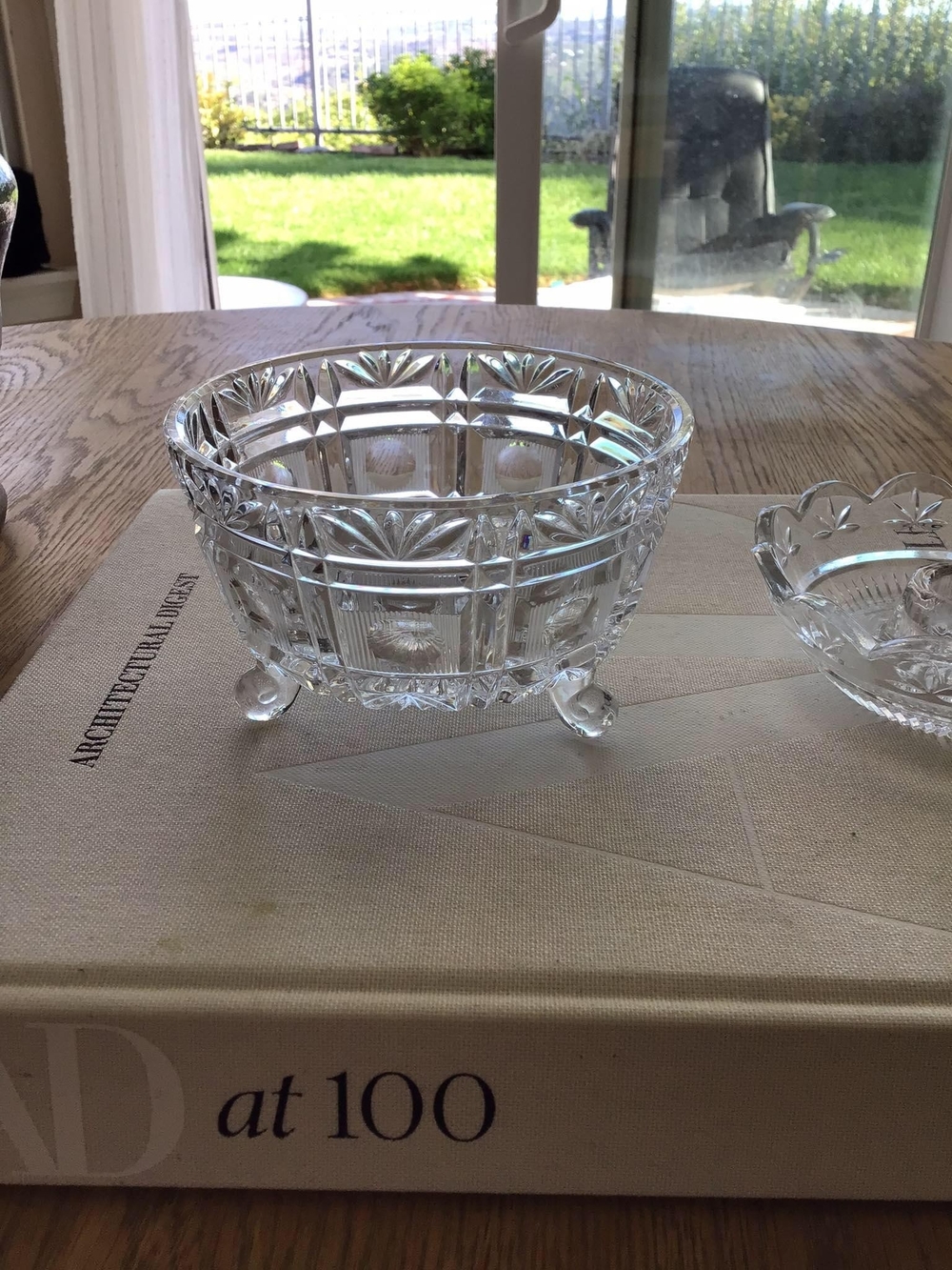 Cut Crystal Footed Bowl - Clear Glass